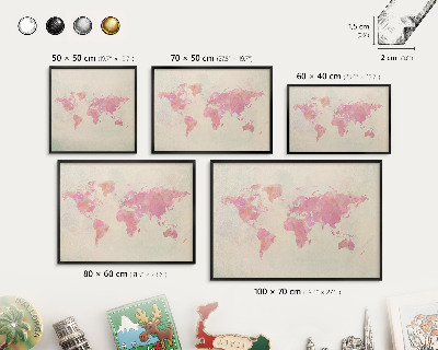 Panneau pour aimants souvenirs cadre noir Carte du monde