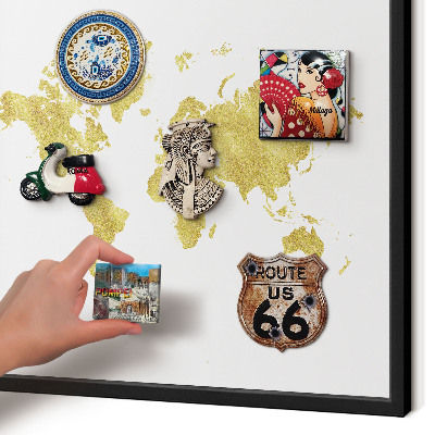 Tableau magnétique encadré de couleur noire Carte du monde
