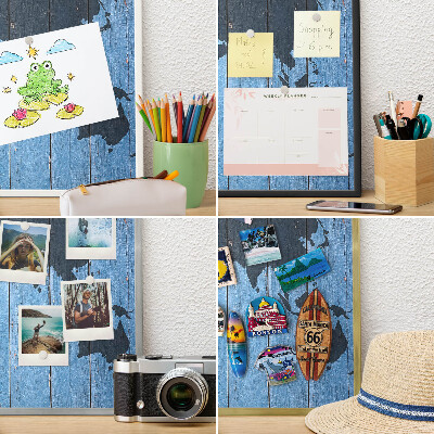 Panneau pour aimants souvenirs cadre noir Carte du monde