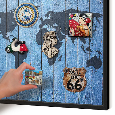 Panneau pour aimants souvenirs cadre noir Carte du monde