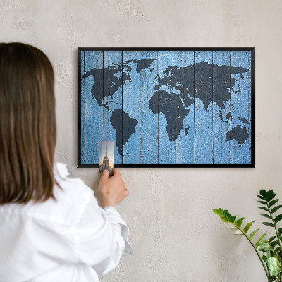 Panneau pour aimants souvenirs cadre noir Carte du monde