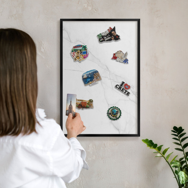 Tableau magnétique encadré de couleur noire Motif marbré