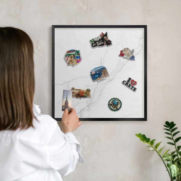 Tableau magnétique encadré de couleur noire Motif marbré
