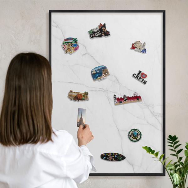 Tableau magnétique encadré de couleur noire Motif marbré