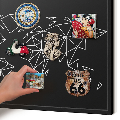 Panneau pour aimants souvenirs cadre noir Carte du monde