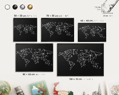 Panneau pour aimants souvenirs cadre noir Carte du monde