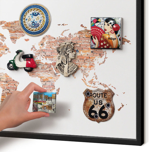 Tableau magnétique encadré de couleur noire Carte en briques