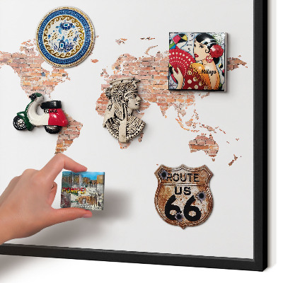 Tableau magnétique encadré de couleur noire Carte en briques