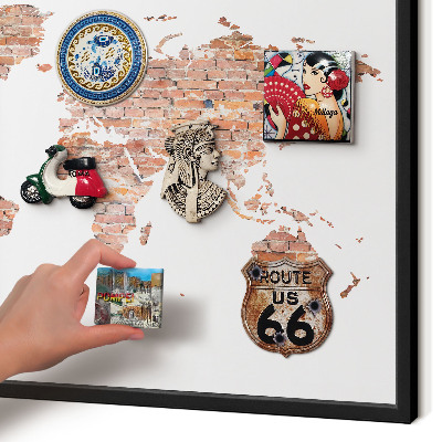 Tableau magnétique encadré de couleur noire Carte en briques