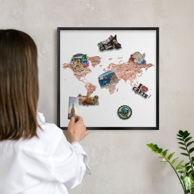 Tableau magnétique encadré de couleur noire Carte en briques