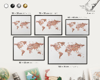 Tableau magnétique encadré de couleur noire Carte en briques