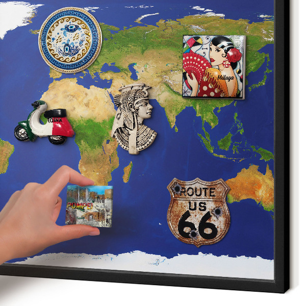 Tableau magnétique encadré de couleur noire Cartographier le globe