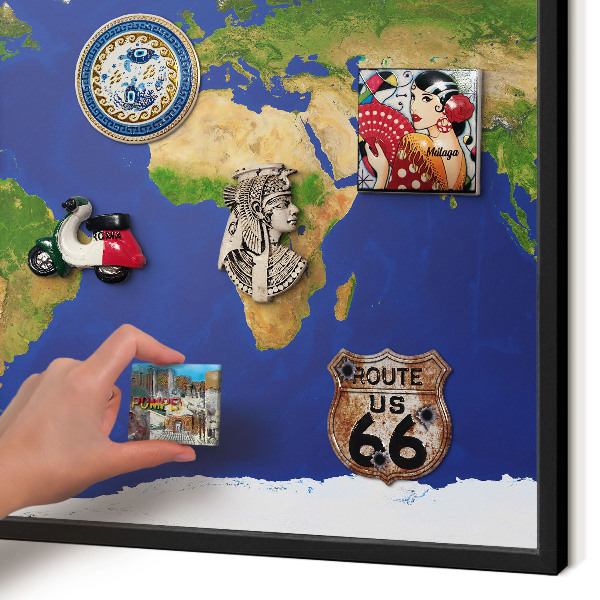 Tableau magnétique encadré de couleur noire Cartographier le globe