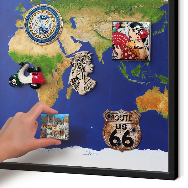 Tableau magnétique encadré de couleur noire Cartographier le globe