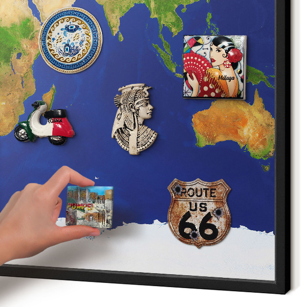 Tableau magnétique encadré de couleur noire Cartographier le globe