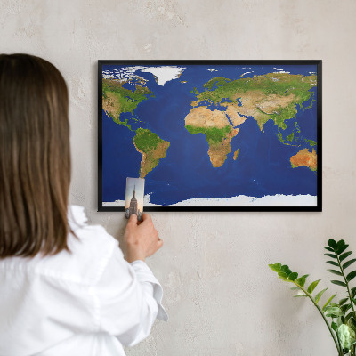 Tableau magnétique encadré de couleur noire Cartographier le globe