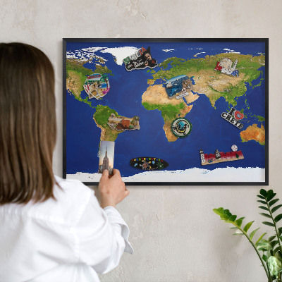 Tableau magnétique encadré de couleur noire Cartographier le globe