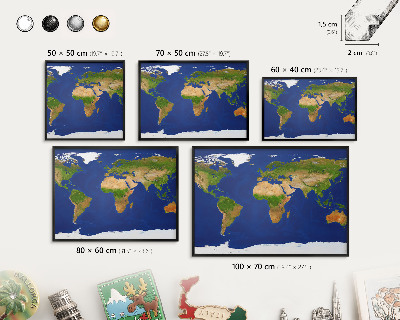 Tableau magnétique encadré de couleur noire Cartographier le globe