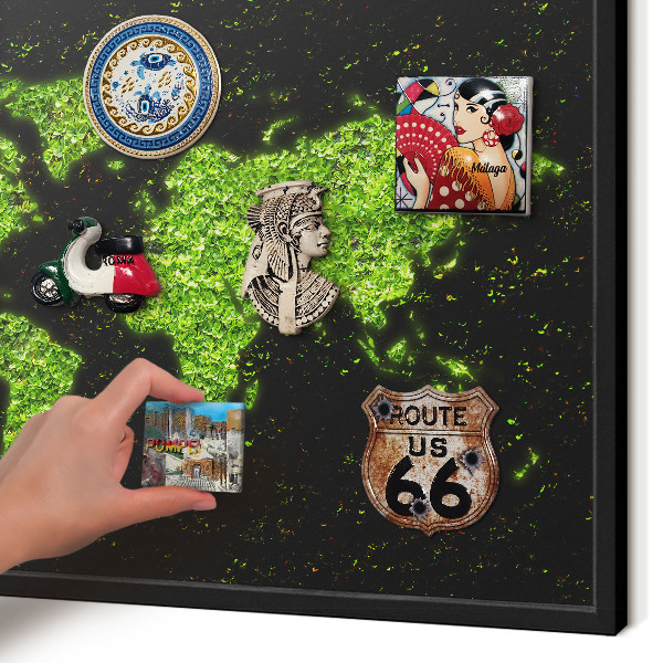 Panneau pour aimants souvenirs cadre noir Carte verte