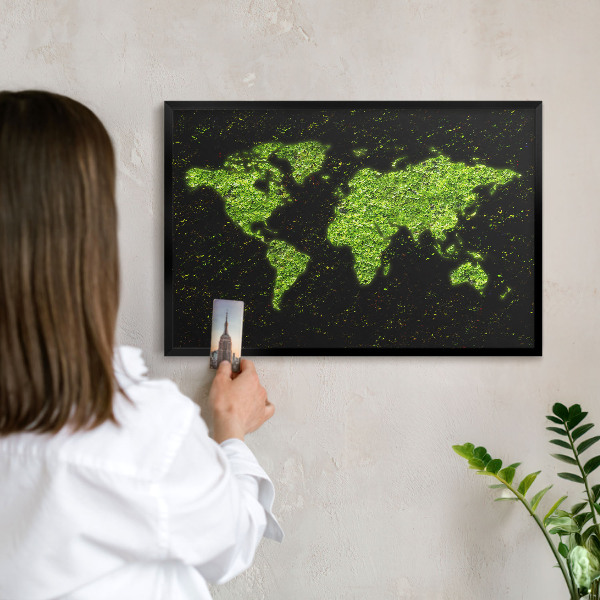 Panneau pour aimants souvenirs cadre noir Carte verte