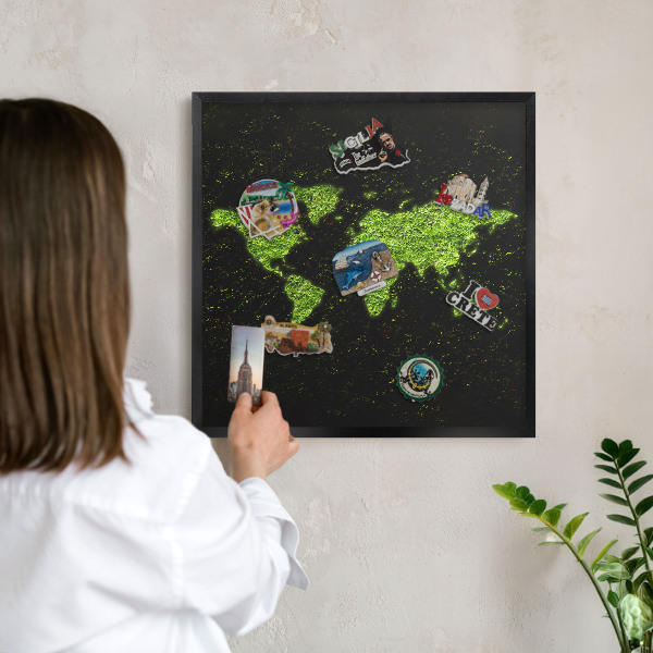 Panneau pour aimants souvenirs cadre noir Carte verte