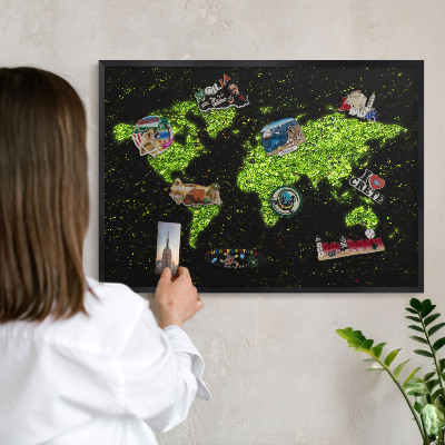 Panneau pour aimants souvenirs cadre noir Carte verte