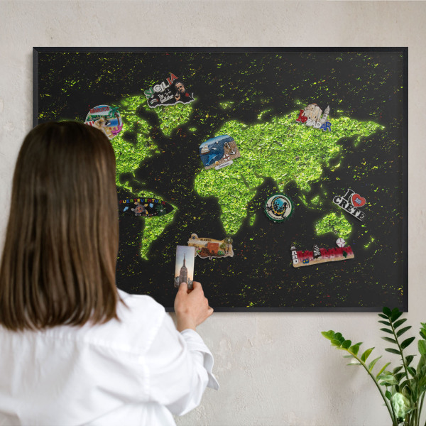 Panneau pour aimants souvenirs cadre noir Carte verte