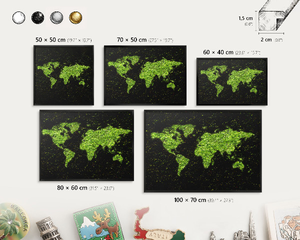Panneau pour aimants souvenirs cadre noir Carte verte