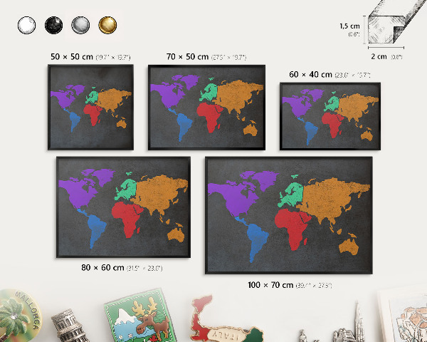 Tableau magnétique encadré de couleur noire Carte des couleurs