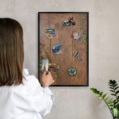 Tableau magnétique encadré de couleur noire Nature du bois