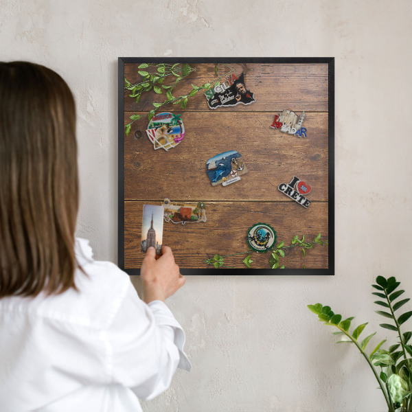 Tableau magnétique encadré de couleur noire Nature du bois