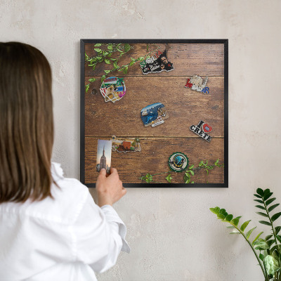 Tableau magnétique encadré de couleur noire Nature du bois
