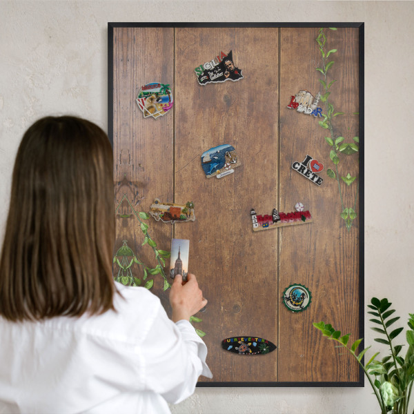 Tableau magnétique encadré de couleur noire Nature du bois