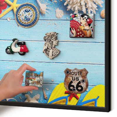 Tableau magnétique encadré de couleur noire Plage de vacances