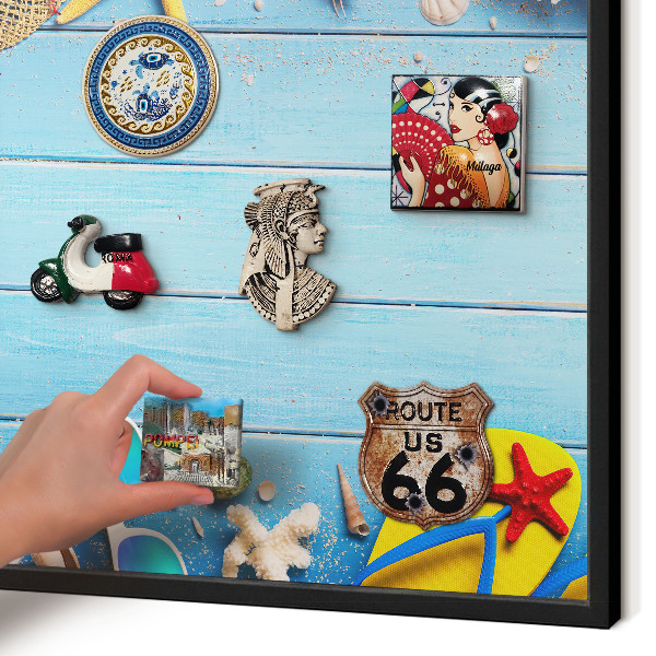 Tableau magnétique encadré de couleur noire Plage de vacances