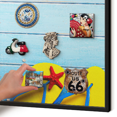 Tableau magnétique encadré de couleur noire Plage de vacances