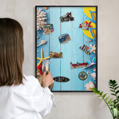 Tableau magnétique encadré de couleur noire Plage de vacances
