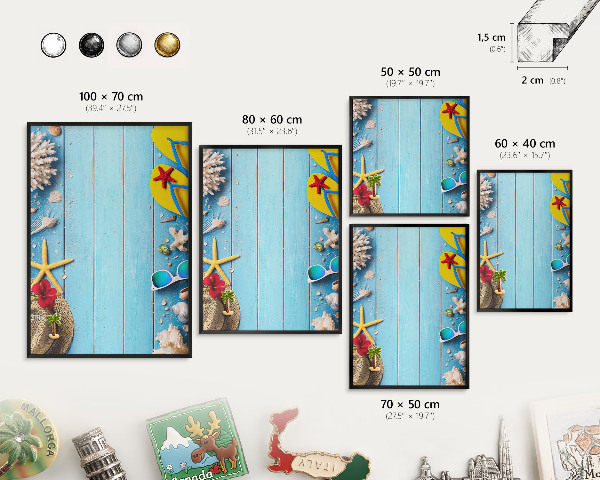 Tableau magnétique encadré de couleur noire Plage de vacances