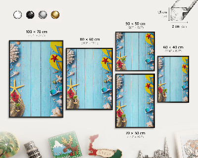 Tableau magnétique encadré de couleur noire Plage de vacances