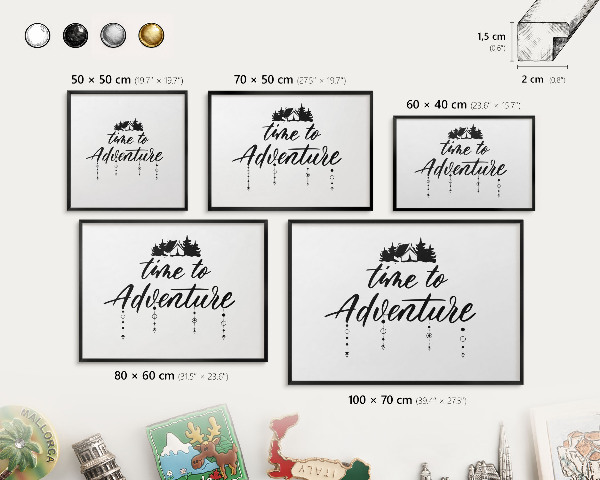 Panneau pour aimants souvenirs cadre noir L'aventure vous attend