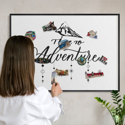 Panneau pour aimants souvenirs cadre noir Aventure en montagne