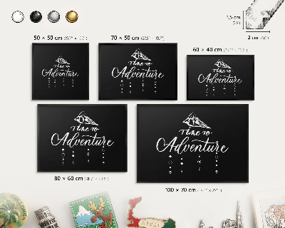 Tableau magnétique encadré de couleur noire L'aventure vous attend