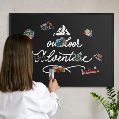 Tableau magnétique encadré de couleur noire Aventure en plein air