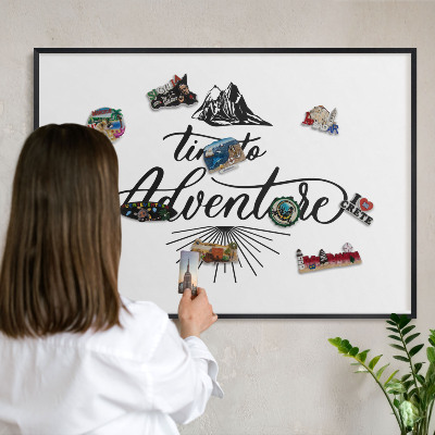 Panneau pour aimants souvenirs cadre noir Le voyage de découverte