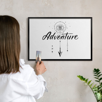 Panneau pour aimants souvenirs cadre noir Thème aventure