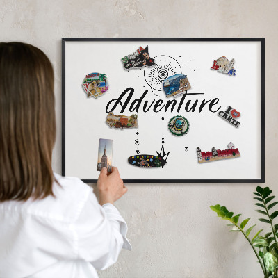 Panneau pour aimants souvenirs cadre noir Thème aventure