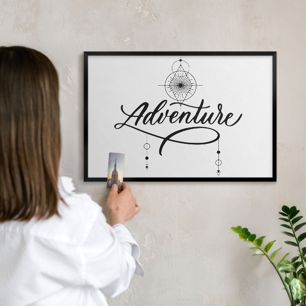 Panneau pour aimants souvenirs cadre noir Aventure typographique