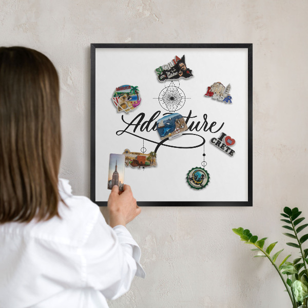 Panneau pour aimants souvenirs cadre noir Aventure typographique