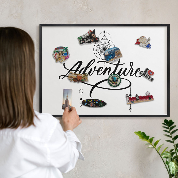 Panneau pour aimants souvenirs cadre noir Aventure typographique