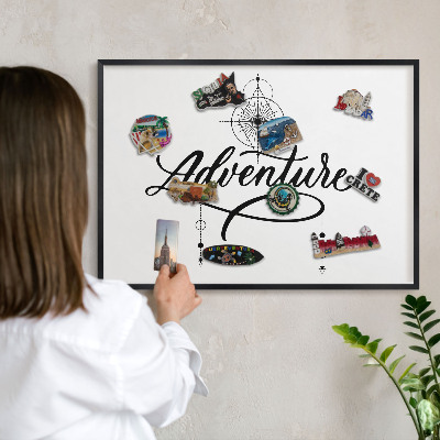 Panneau pour aimants souvenirs cadre noir Aventure typographique